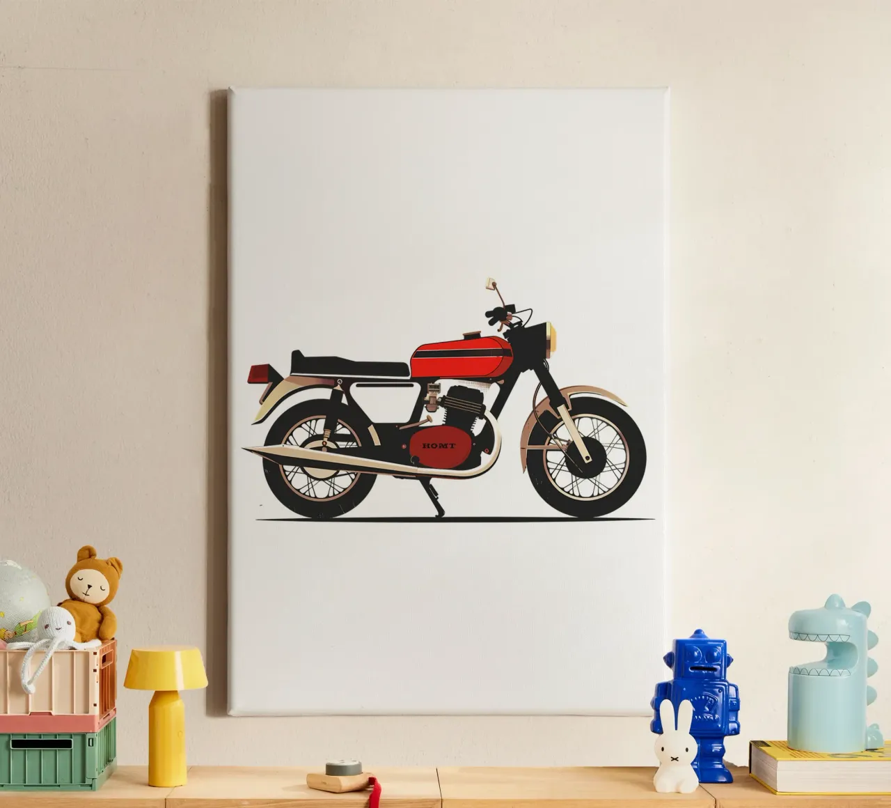 Moto Touring retrò di tendenza ora tela con Cornice a cassetta da Urban Life