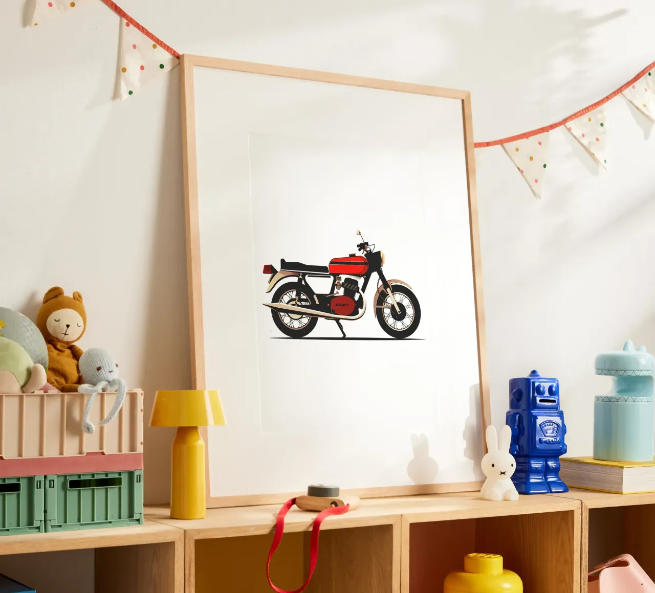 Moto Touring retrò di tendenza ora poster con telaio in alluminio da Urban Life