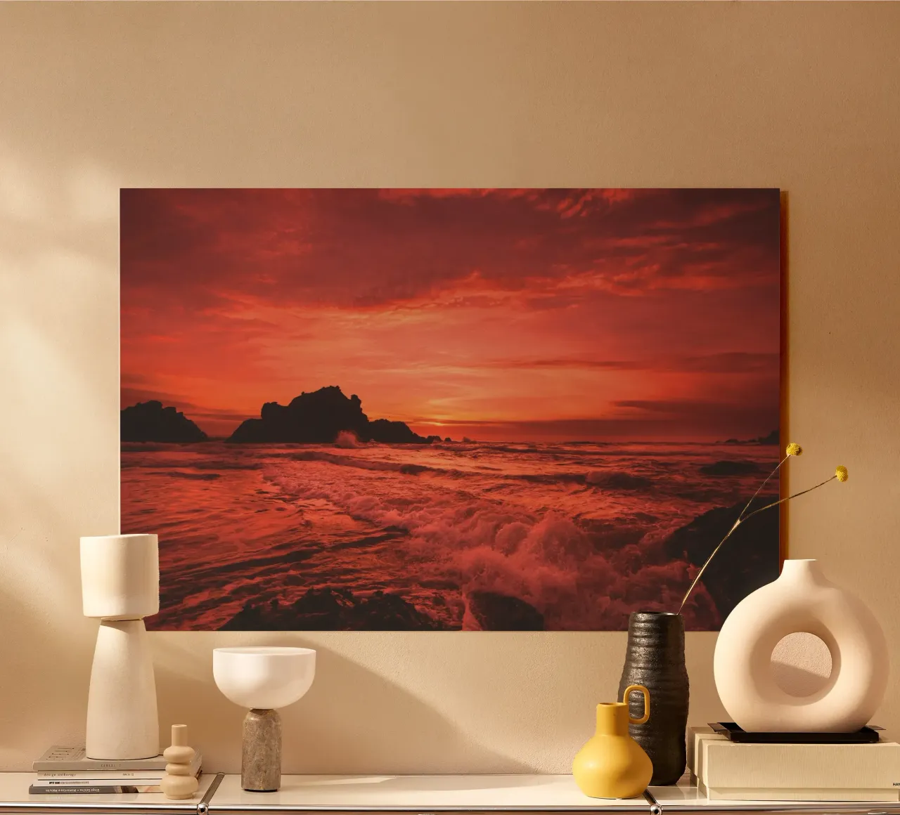 Scarlet Big Sur Sunset acrylic glass by Dave Hare Photography