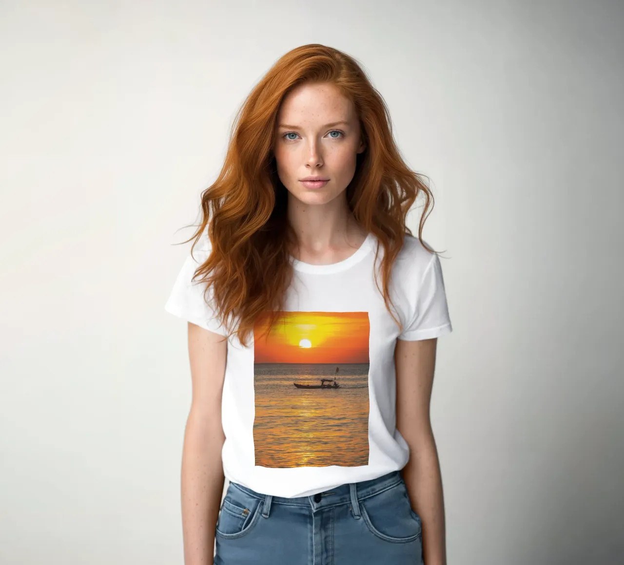 Sunset Boat women's fitted t-shirt by Dave Hare Photography