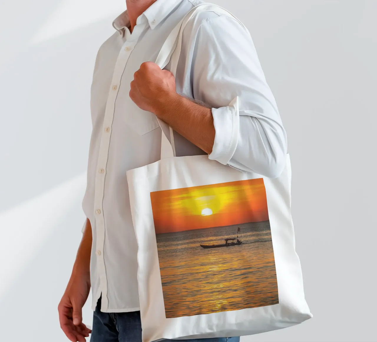 Sunset Boat tote bag by Dave Hare Photography