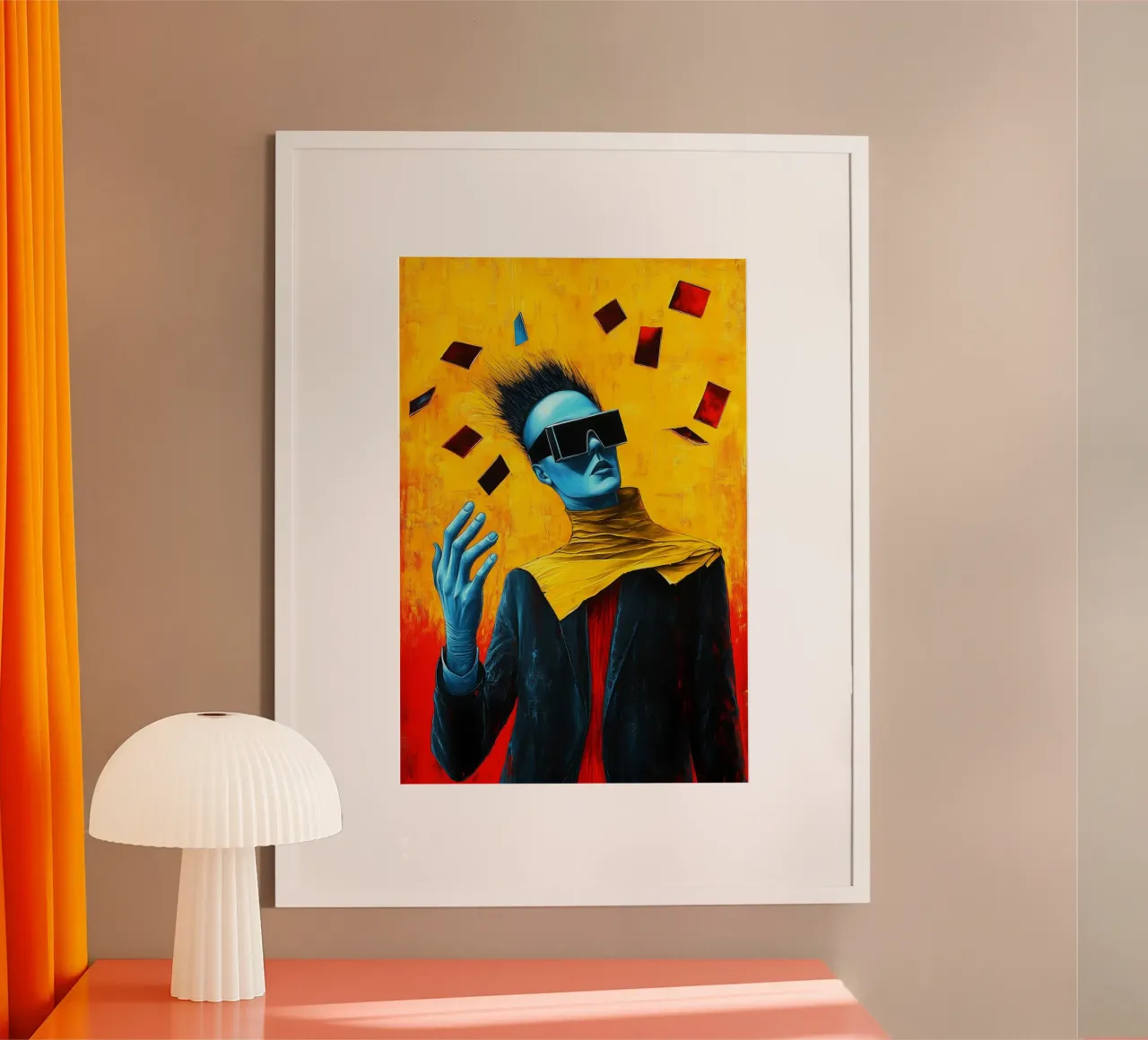 Pensieri fluttuanti nella tempesta di fuoco della visione del futuro poster con telaio in plastica da melipo-art