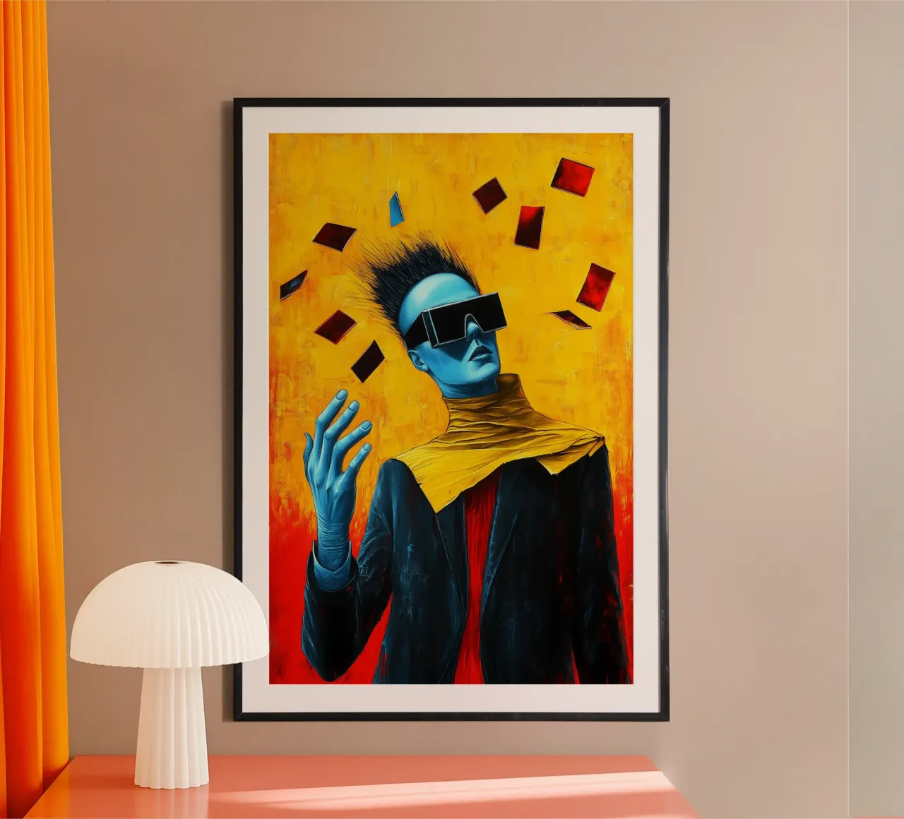 Pensieri fluttuanti nella tempesta di fuoco della visione del futuro poster con telaio in plastica da melipo-art