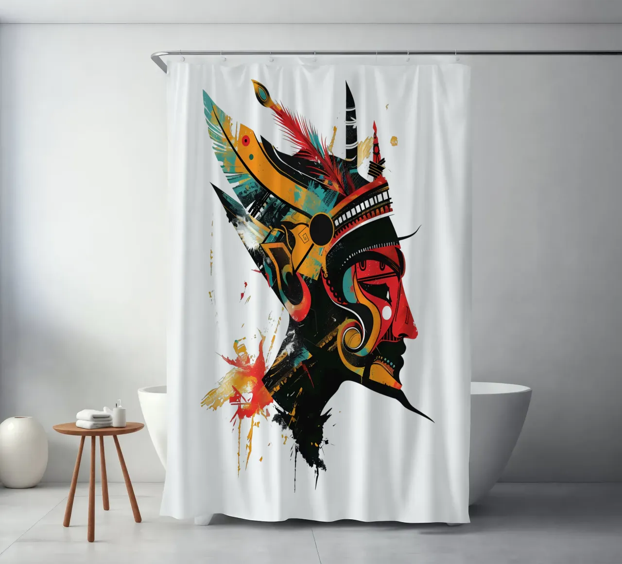 Wayang Abstract Face Art Trending Now shower curtain by Urban Life