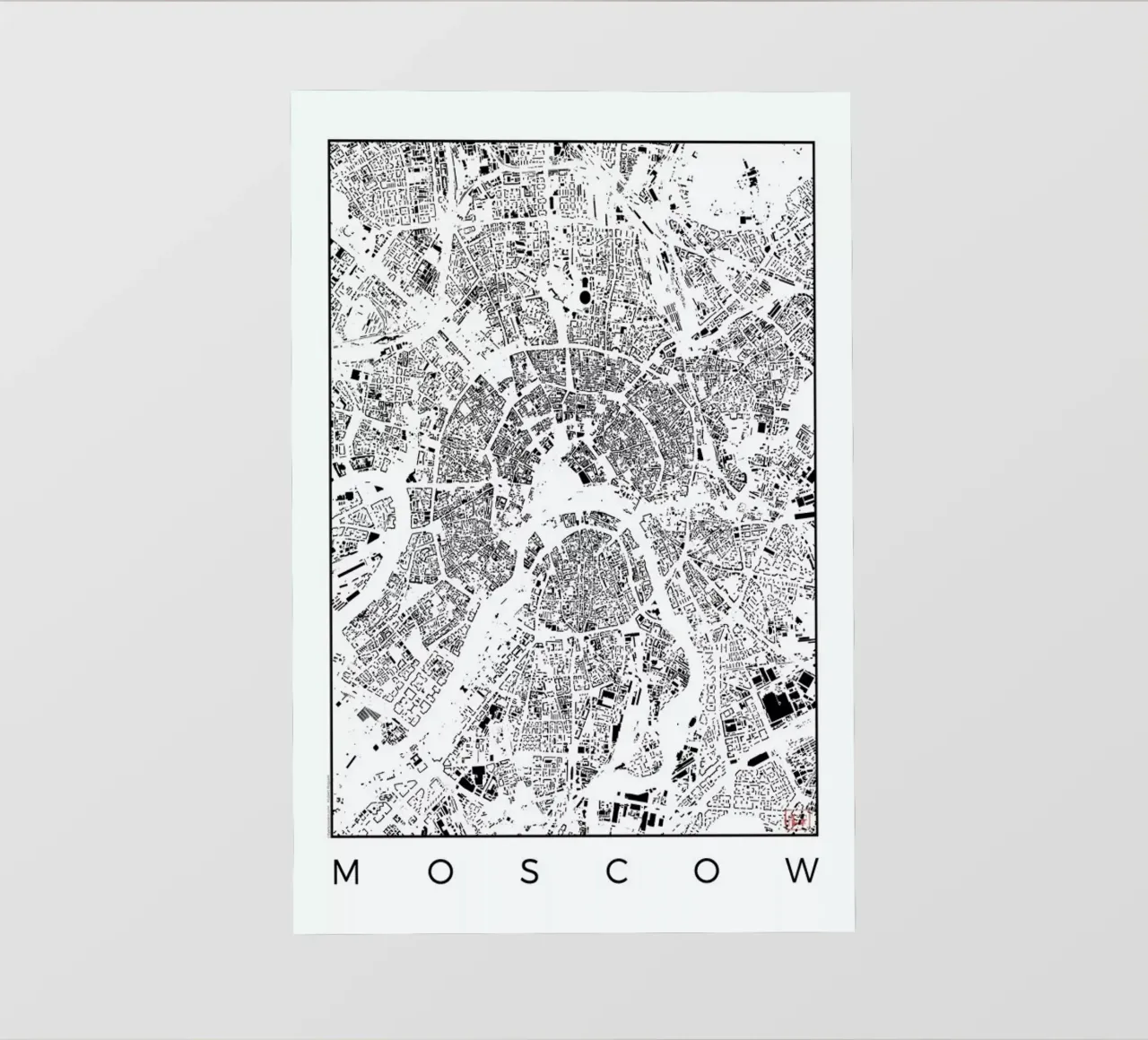 Moscow Map Schwarzplan telo in pvc da Hubert Roguski