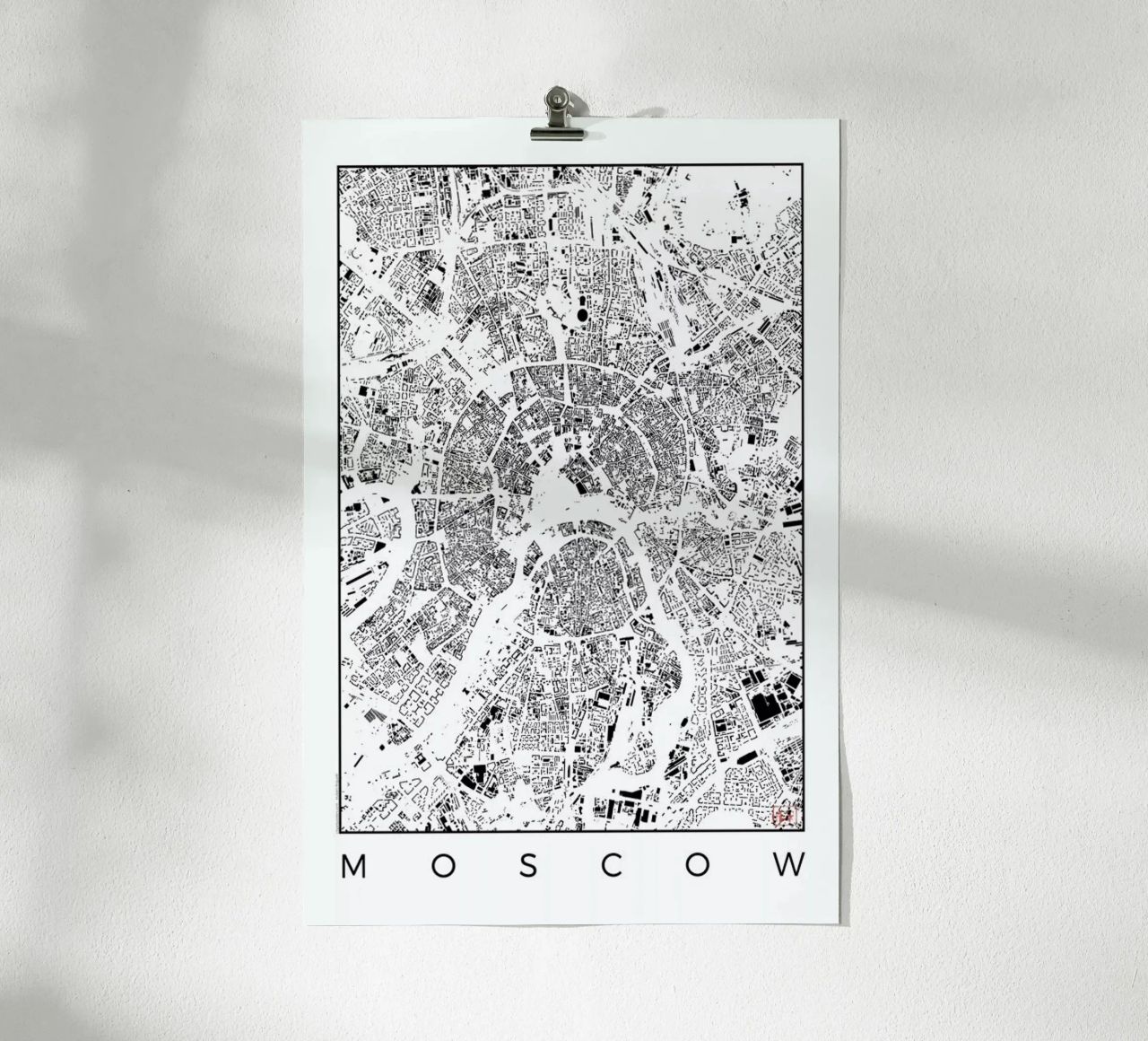 Moscow Map Schwarzplan poster de Hubert Roguski