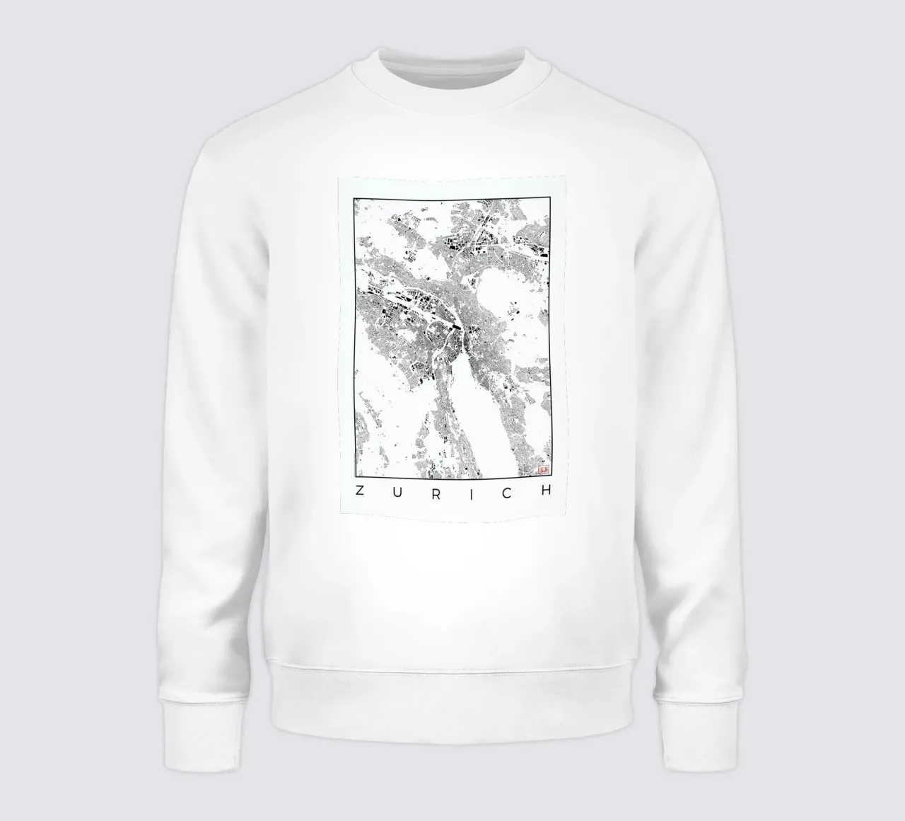 Zurich Map Schwarzplan Sweatshirt von Hubert Roguski