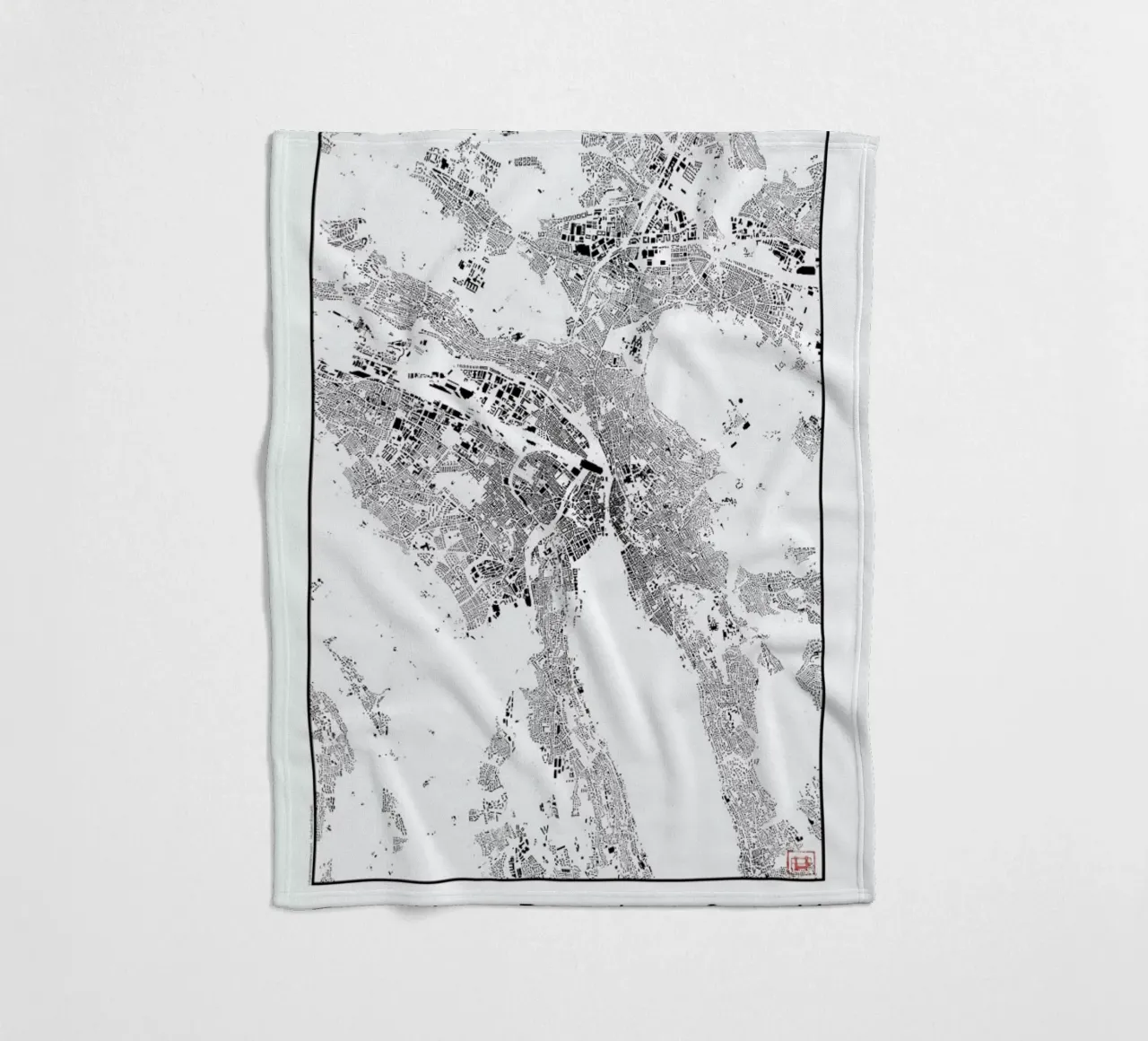 Zurich Map Schwarzplan coperta in pile da Hubert Roguski