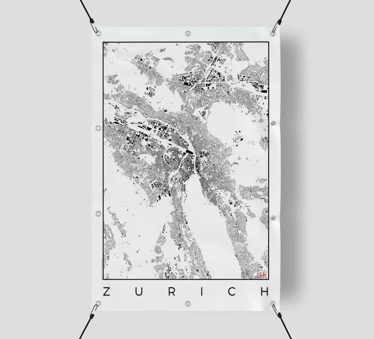 Zurich Map Schwarzplan pvc cover by Hubert Roguski