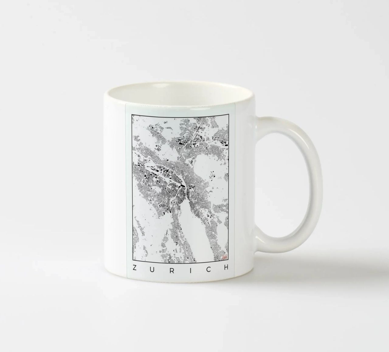 Zurich Map Schwarzplan tazza in ceramica da Hubert Roguski