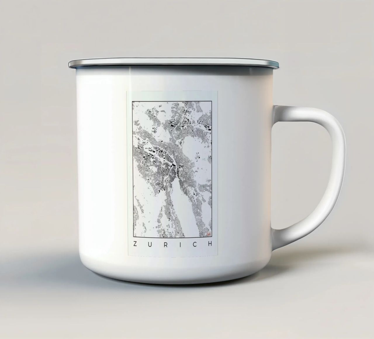 Zurich Map Schwarzplan tazza in smalto da Hubert Roguski