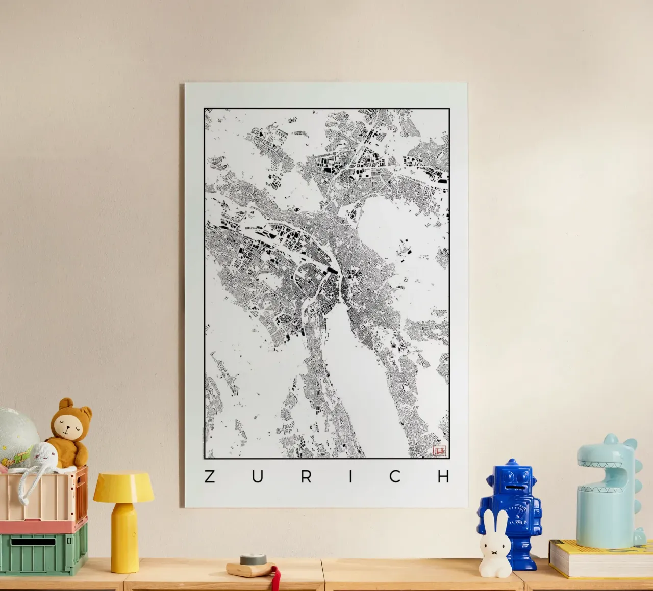 Zurich Map Schwarzplan plexiglass da Hubert Roguski