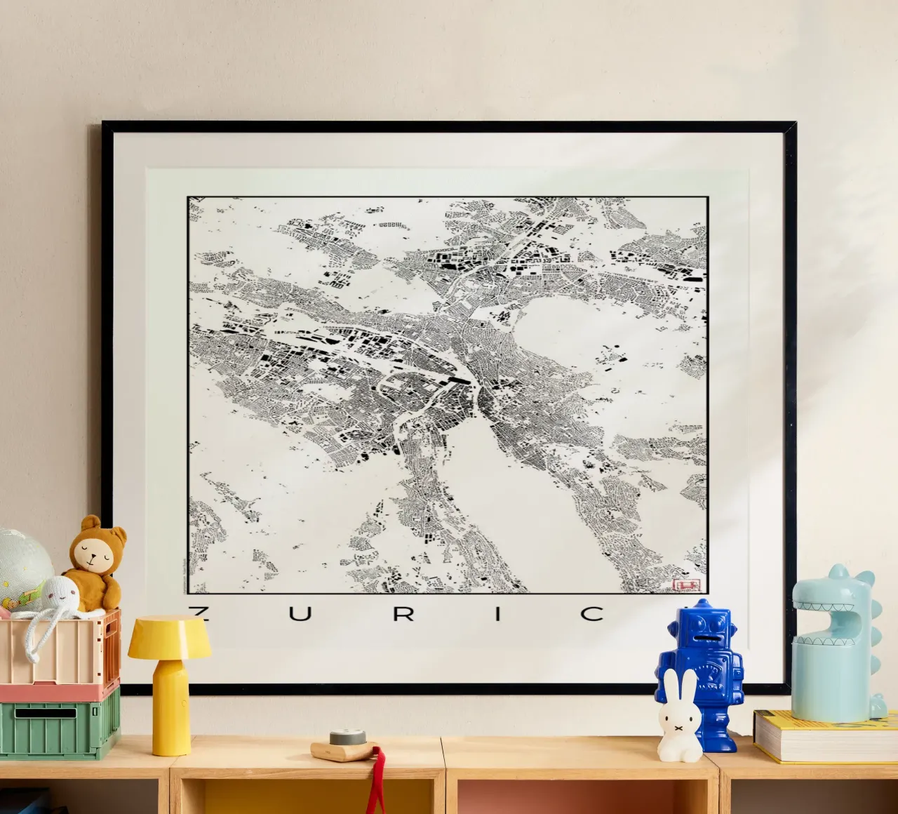 Zurich Map Schwarzplan poster da Hubert Roguski
