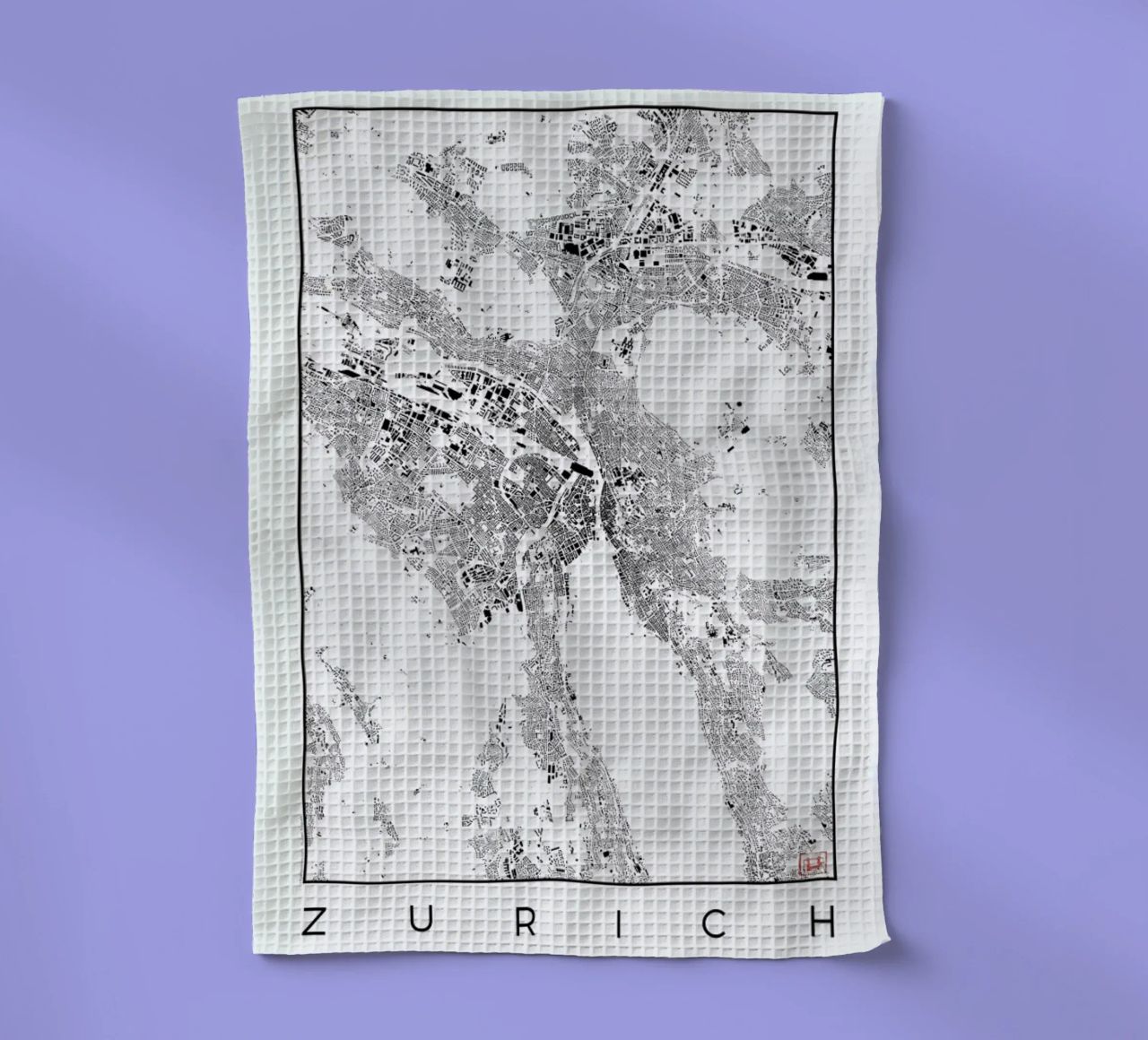Zurich Map Schwarzplan Geschirrtuch von Hubert Roguski