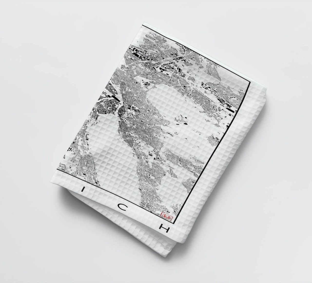 Zurich Map Schwarzplan Geschirrtuch von Hubert Roguski