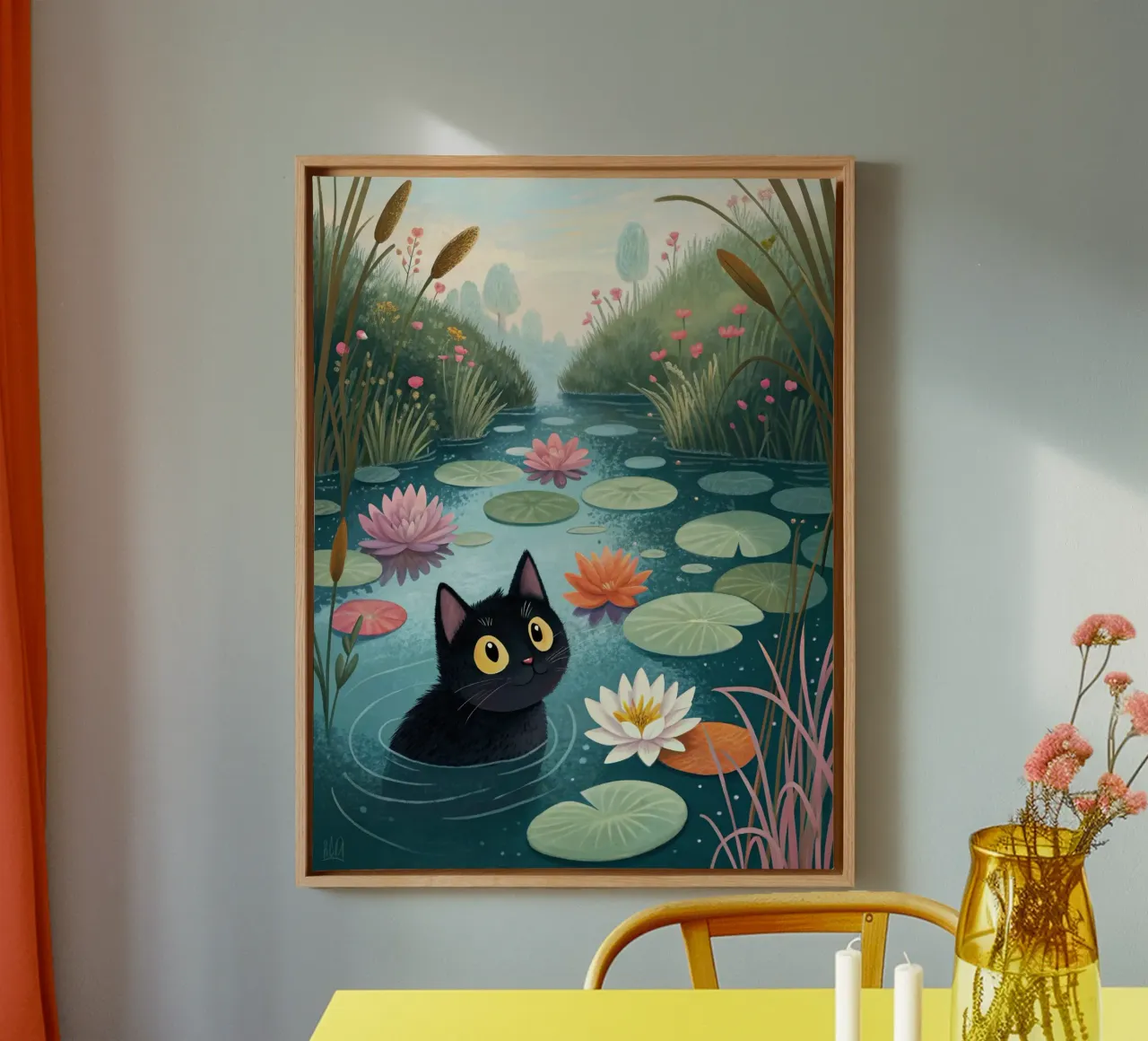 Die Katze im Teich Leinwand von logic