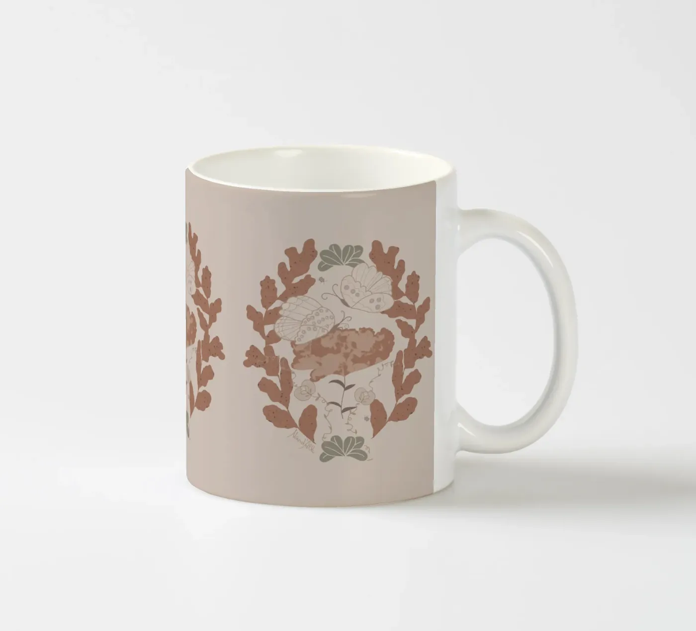 Hovering over a nectar ceramic mug by Mandalla Pattern