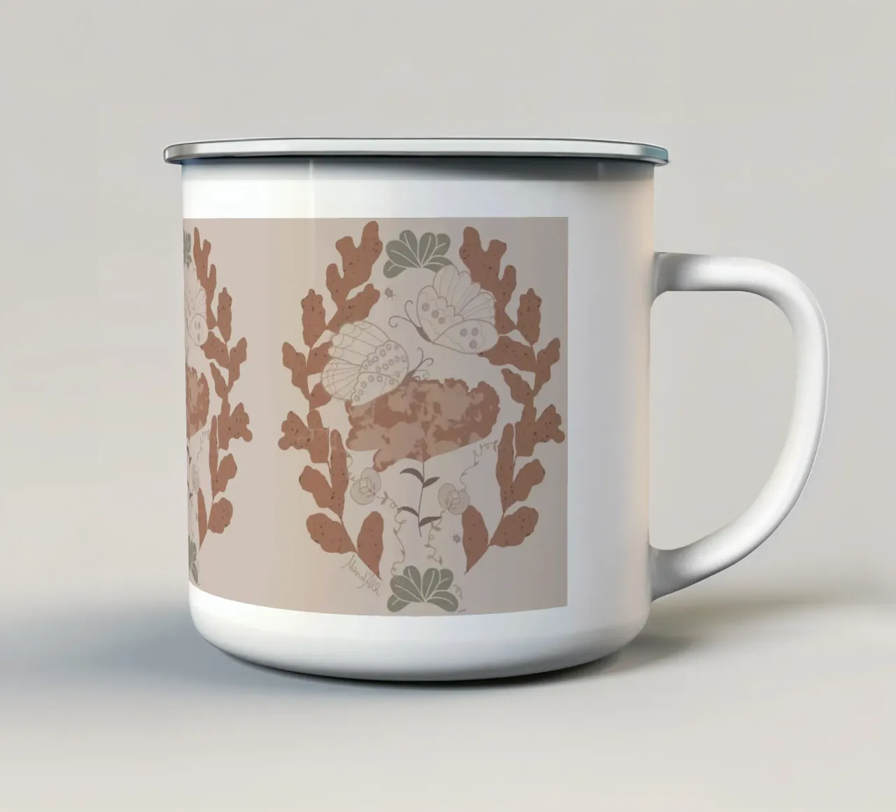 Hovering over a nectar mug en émail de Mandalla Pattern