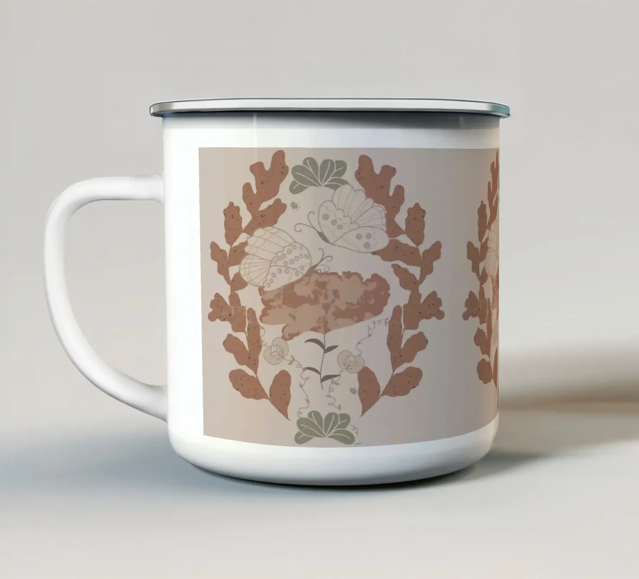 Hovering over a nectar mug en émail de Mandalla Pattern