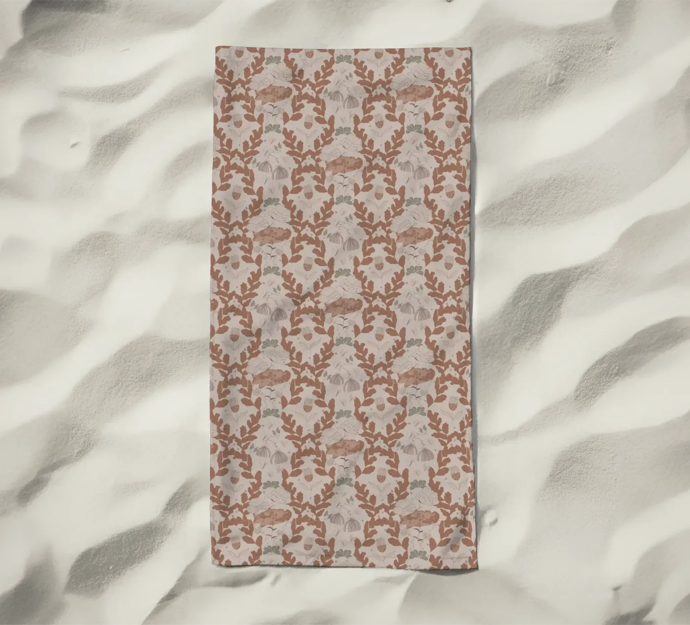 Hovering over a nectar beach towel by Mandalla Pattern