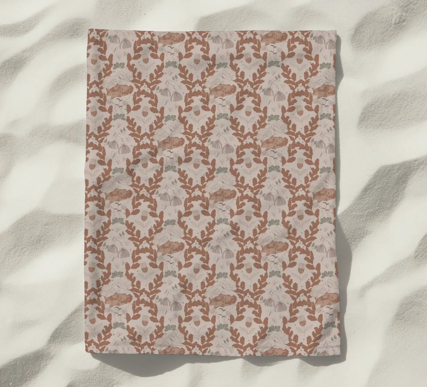 Hovering over a nectar beach towel by Mandalla Pattern
