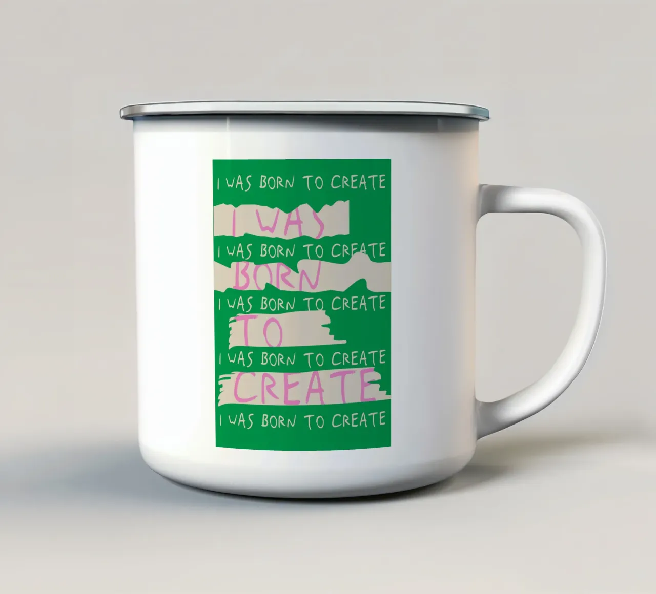 Born To Create Emaille Tasse von treechild