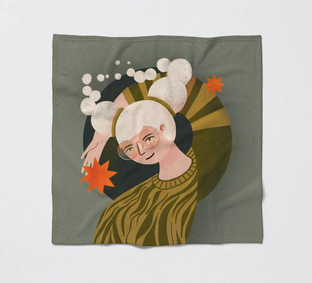 Funky lady with stars fleece blanket by Bold & Beautiful