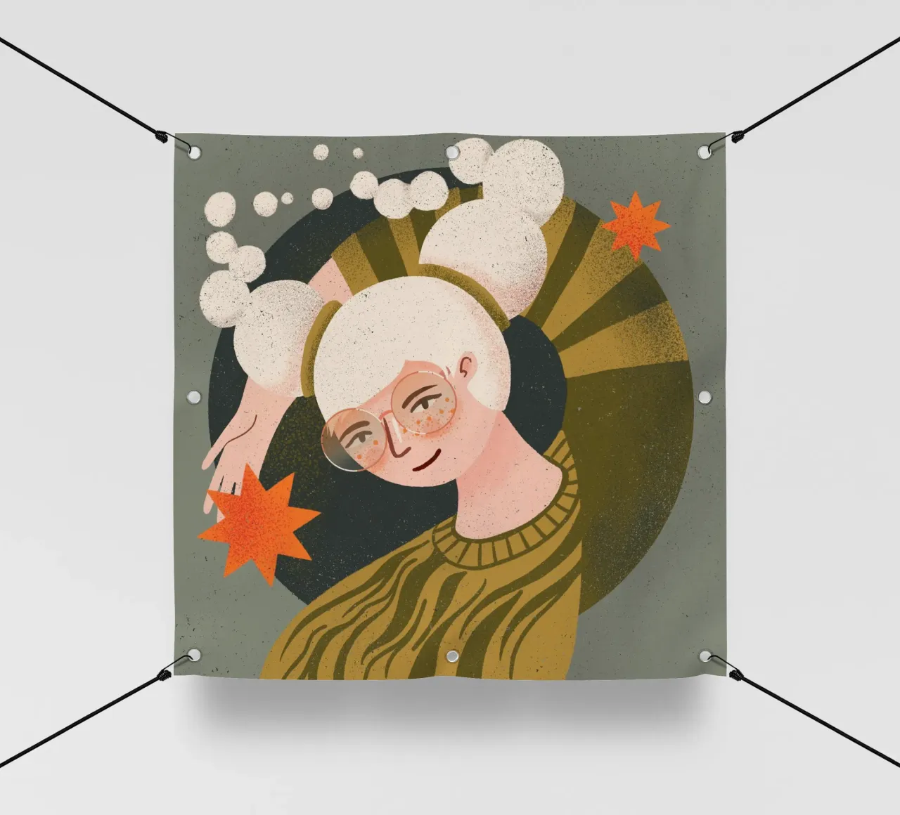 Funky lady with stars pvc cover by Bold & Beautiful