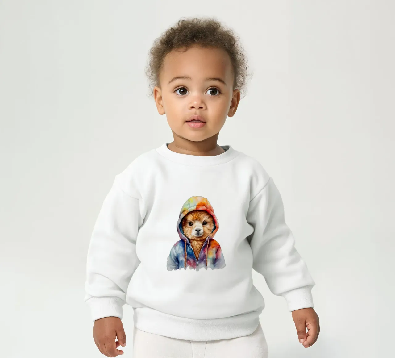 Acuarela de dibujos animados Alpaca en una sudadera con capucha sudadera de bebé de Animal Portraits