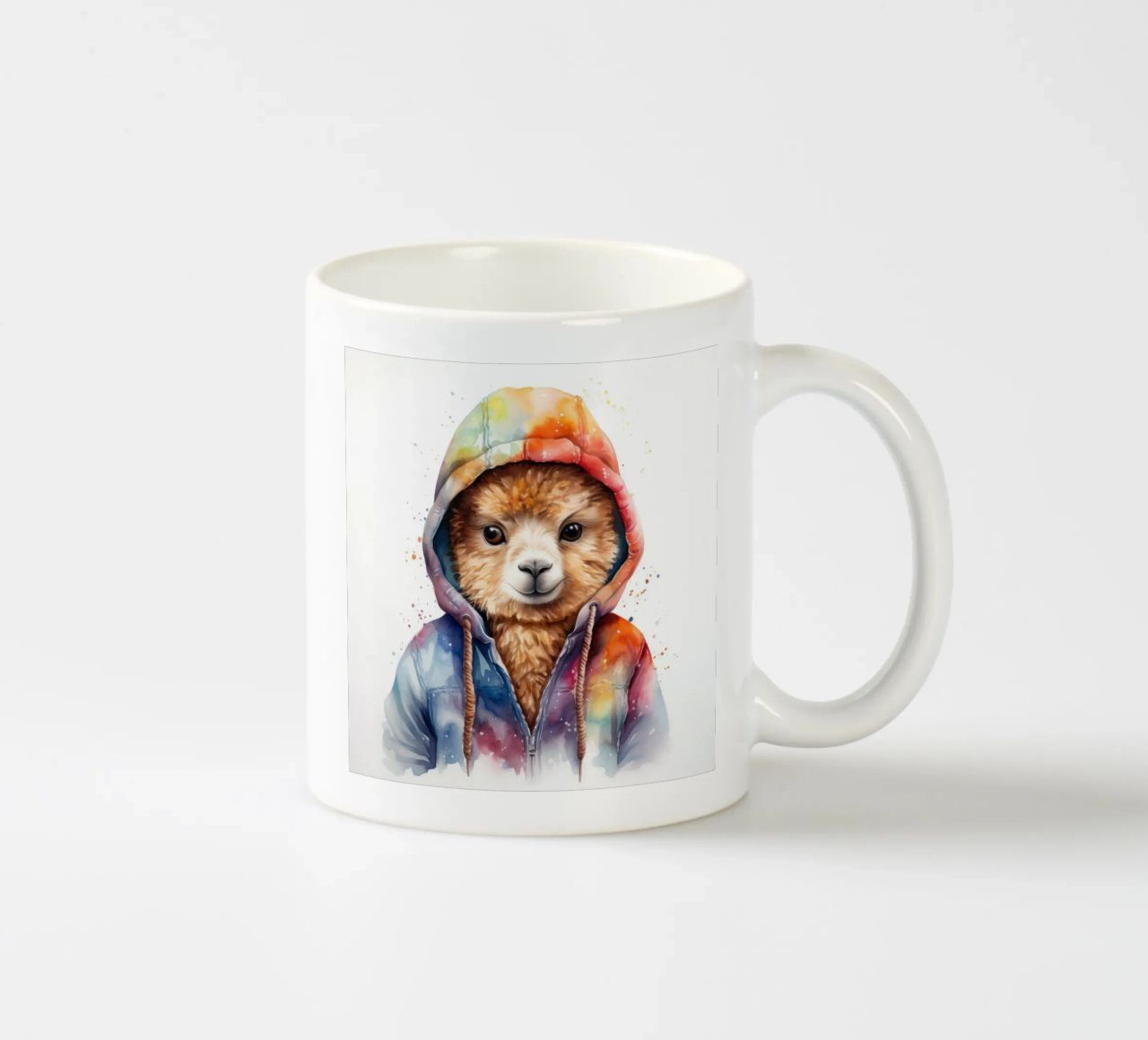Acquerello Cartoon Alpaca in felpa con cappuccio tazza in ceramica da Animal Portraits