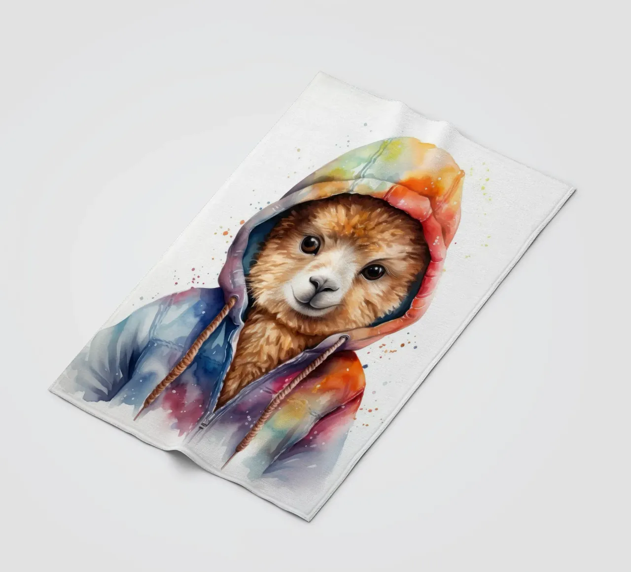 Acquerello Cartoon Alpaca in felpa con cappuccio coperta in pile da Animal Portraits