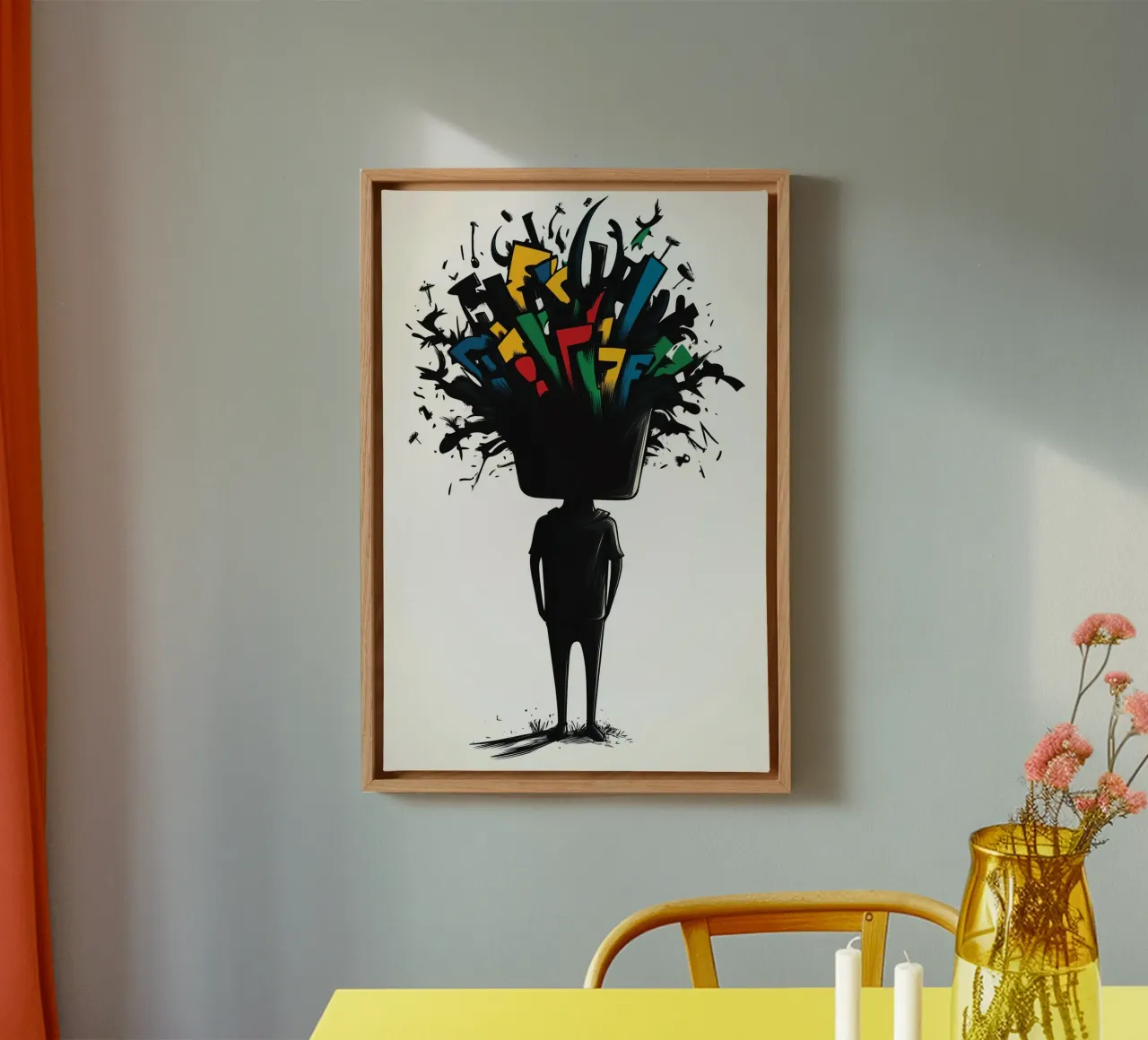 Explosion of thoughts between chaos and creativity canvas with Floater frame by melipo-art