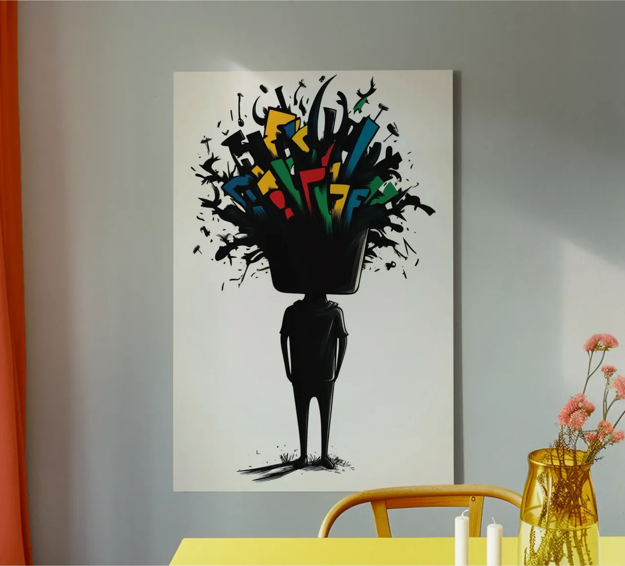 Explosion of thoughts between chaos and creativity canvas with Floater frame by melipo-art