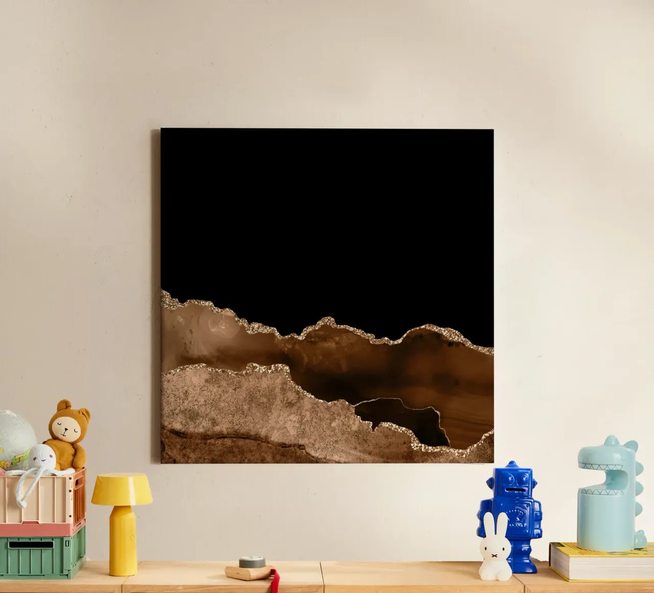Agata marrone e oro Texture 10 tela con Cornice a cassetta da Gemstone Textures