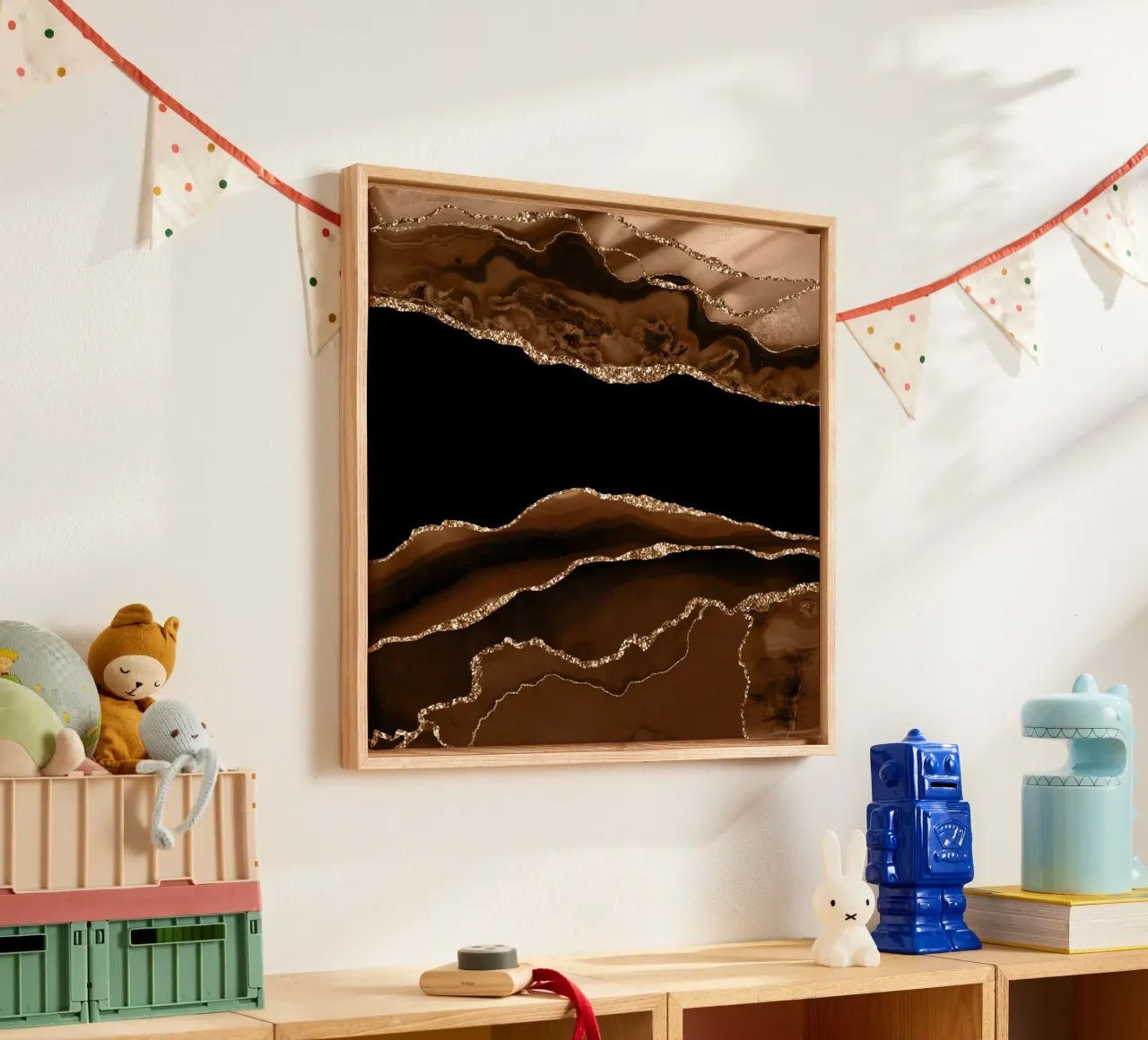 Agata marrone e oro Texture 11 tela con Cornice a cassetta da Gemstone Textures