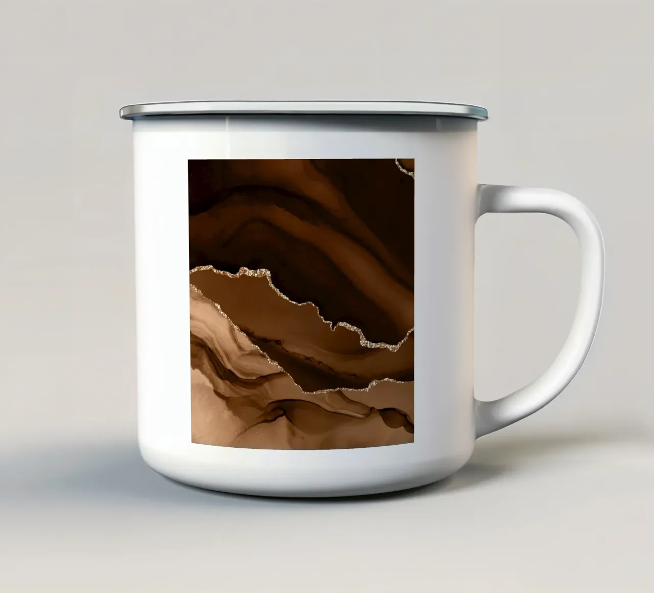 Agata marrone e oro Texture 12 tazza in smalto da Gemstone Textures