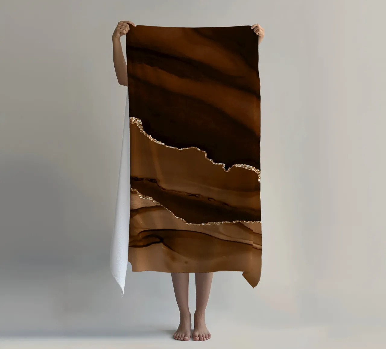 Agata marrone e oro Texture 12 telo mare da Gemstone Textures