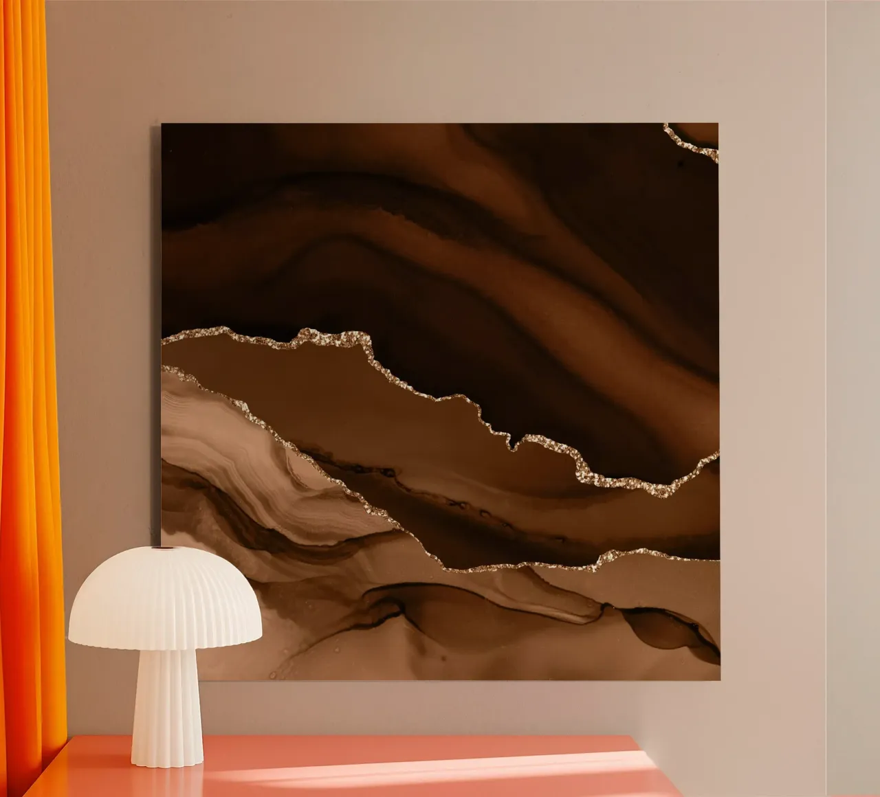 Agata marrone e oro Texture 12 alluminio dibond da Gemstone Textures