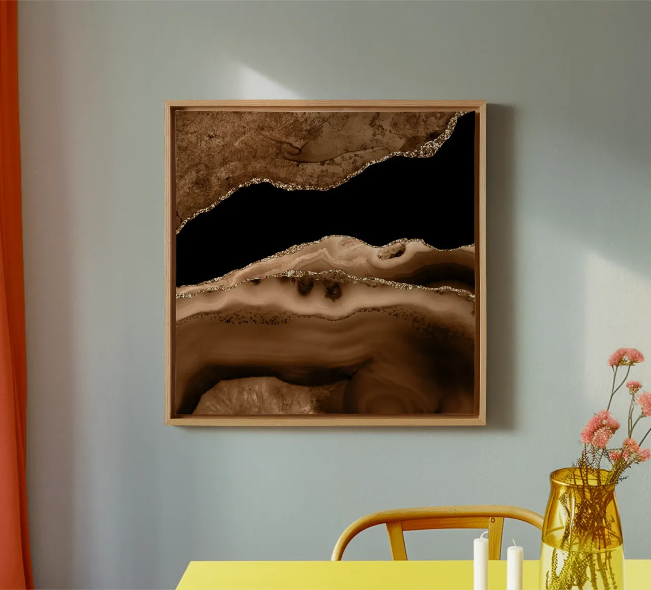 Bruin & Goud Agaat Textuur 13 canvas met Baklijst van Gemstone Textures