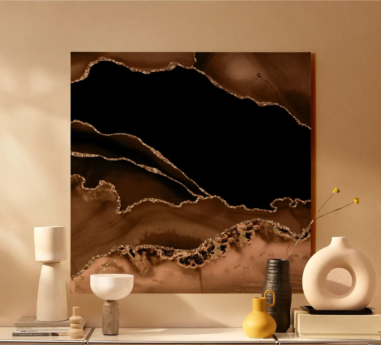 Agata marrone e oro 14 alluminio dibond da Gemstone Textures