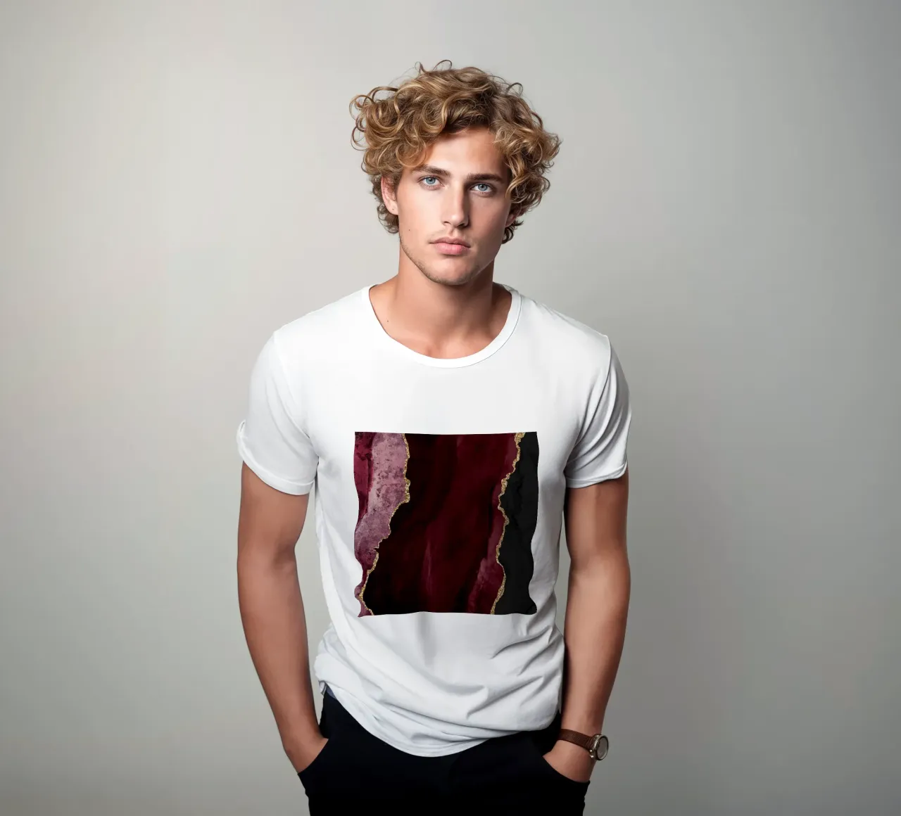 Texture Agata Borgogna e Oro 01 t-shirt da Gemstone Textures