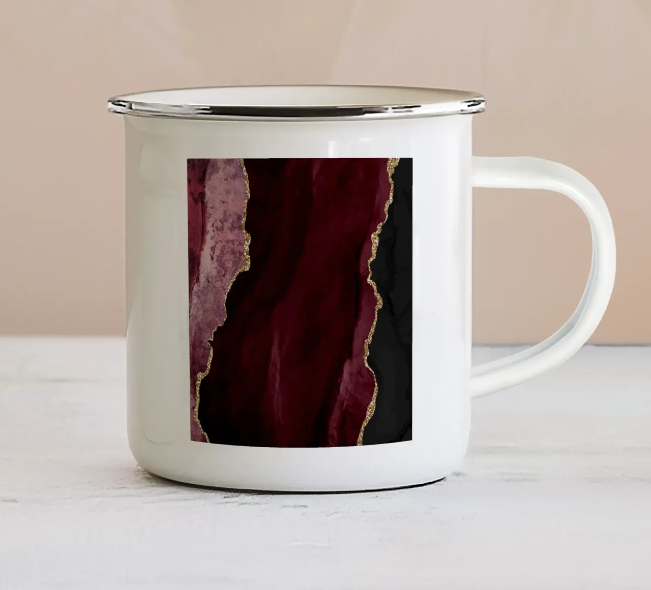 Texture Agata Borgogna e Oro 01 tazza in smalto da Gemstone Textures