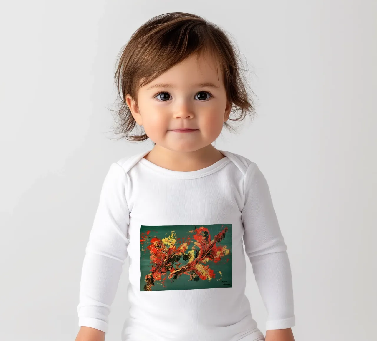 IDEAL GIFT 128 long-sleeve baby romper by Thierry Vobmann Abstract painting