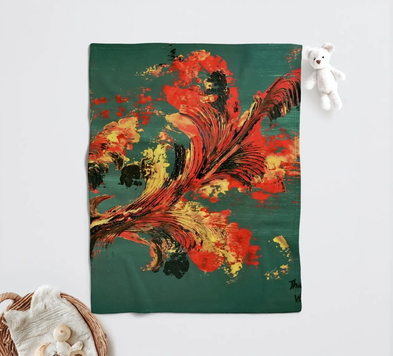 IDEAL GIFT 128 fleece blanket by Thierry Vobmann Abstract painting