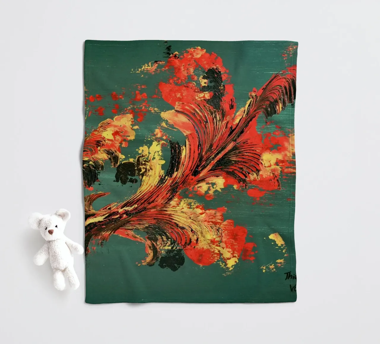 IDEAL GIFT 128 fleece blanket by Thierry Vobmann Abstract painting