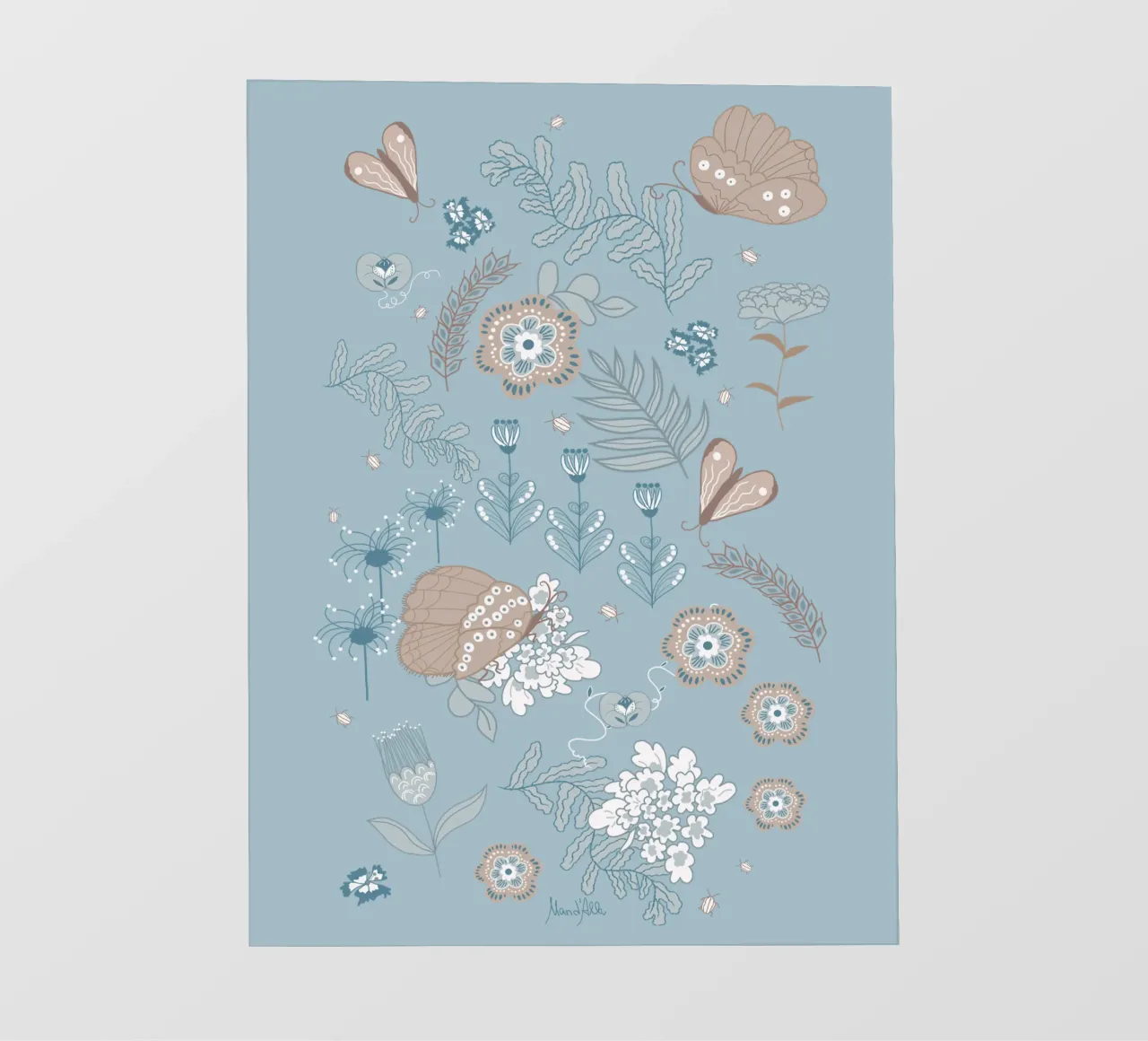 Busy life in the forest - on blue pellicola backlit da Mandalla Pattern