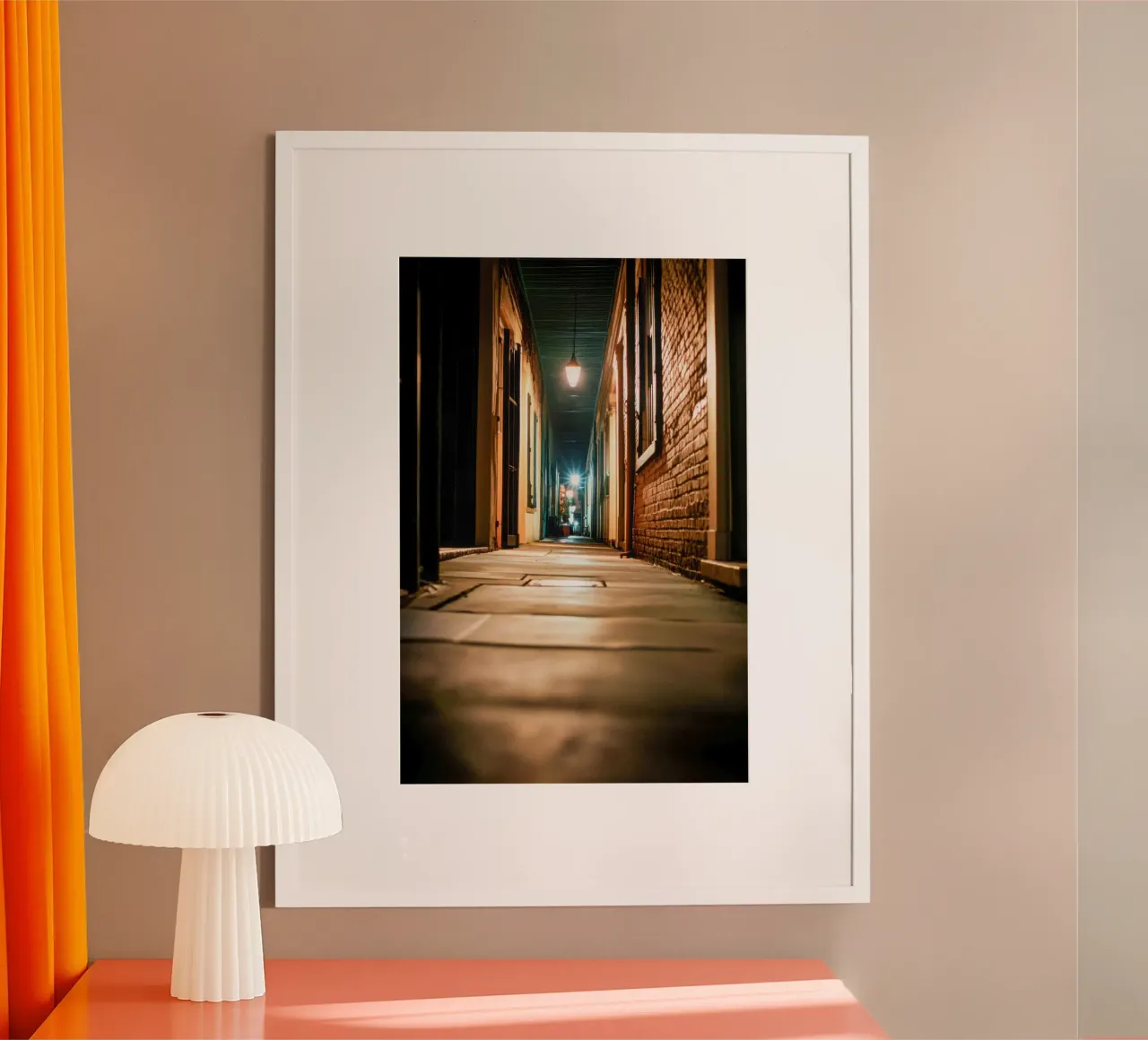 A poetic perspective on an alleyway in New Orleans poster by By Night