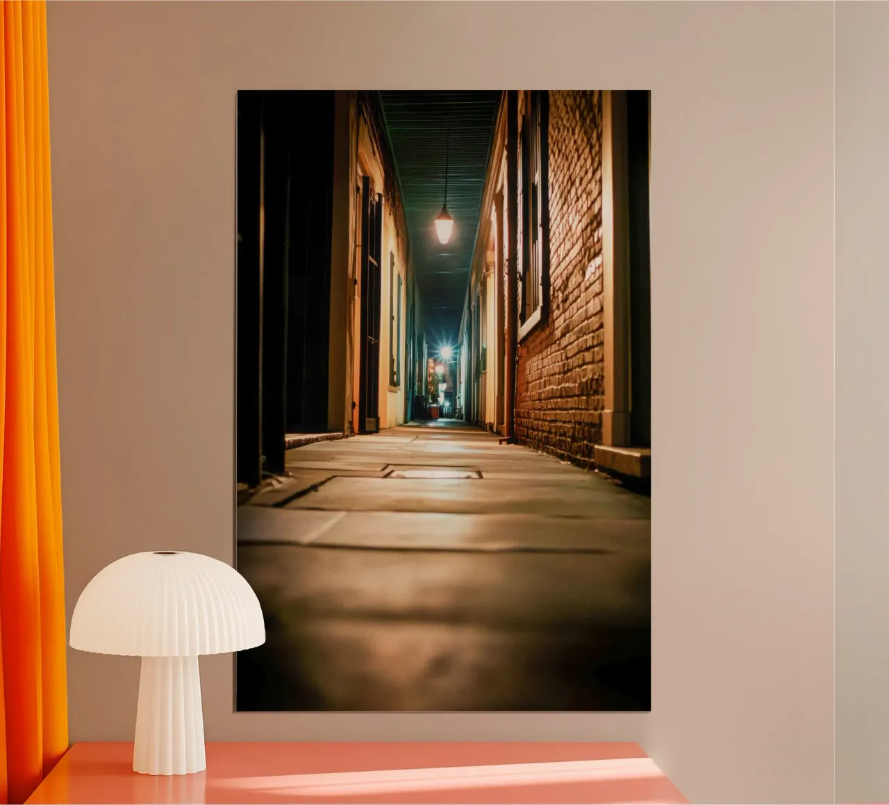 A poetic perspective on an alleyway in New Orleans poster by By Night