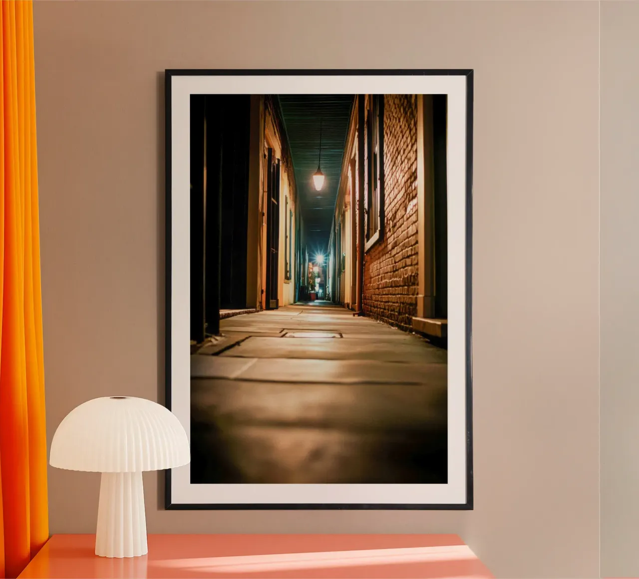 A poetic perspective on an alleyway in New Orleans poster by By Night
