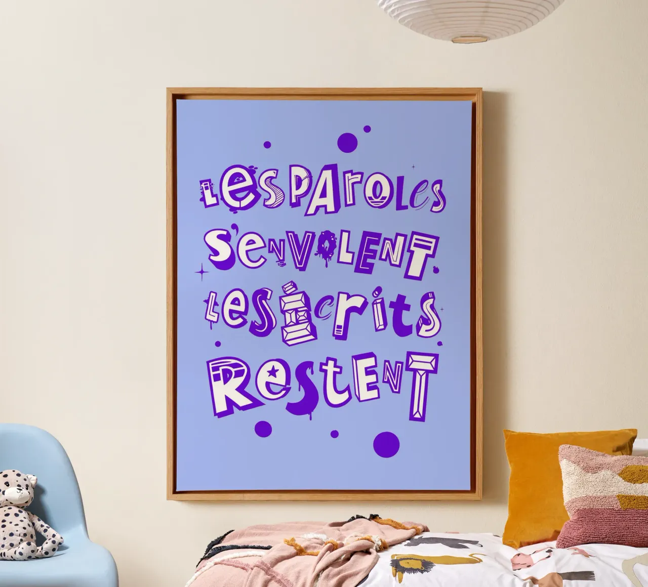 Les paroles s'envolent les écrits restent tela con Cornice a cassetta da Glettering